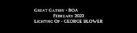 a black background with the words great gatsby boa february 2020 lighting o george blower