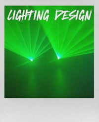 a green light with the words lighting design on it