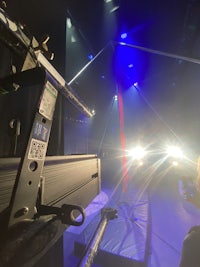 a view of a stage with a light shining on it